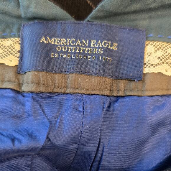 Vintage American Eagle Womens Y2K Pinstripe Pants Low Rise Wide Leg Sz 12 Wool - Picture 8 of 9